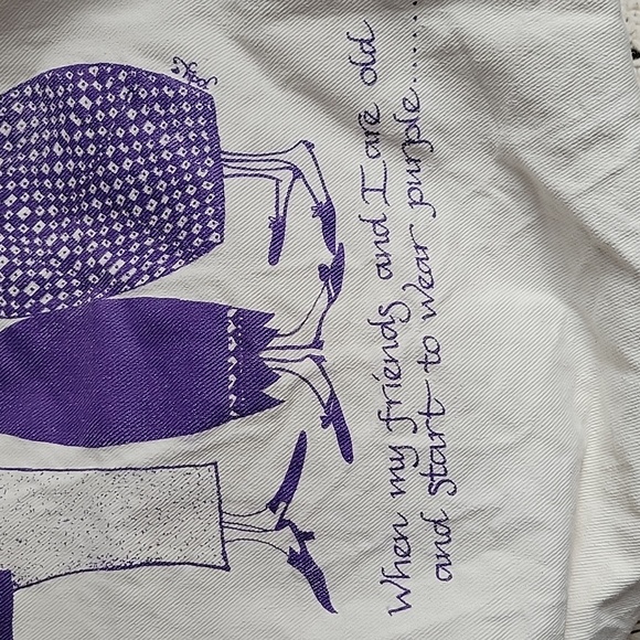 Canvas Bag 13" Deep 16"Wide.  6" Strap.  No Holes. Graphics In Great Condition. - Picture 3 of 8